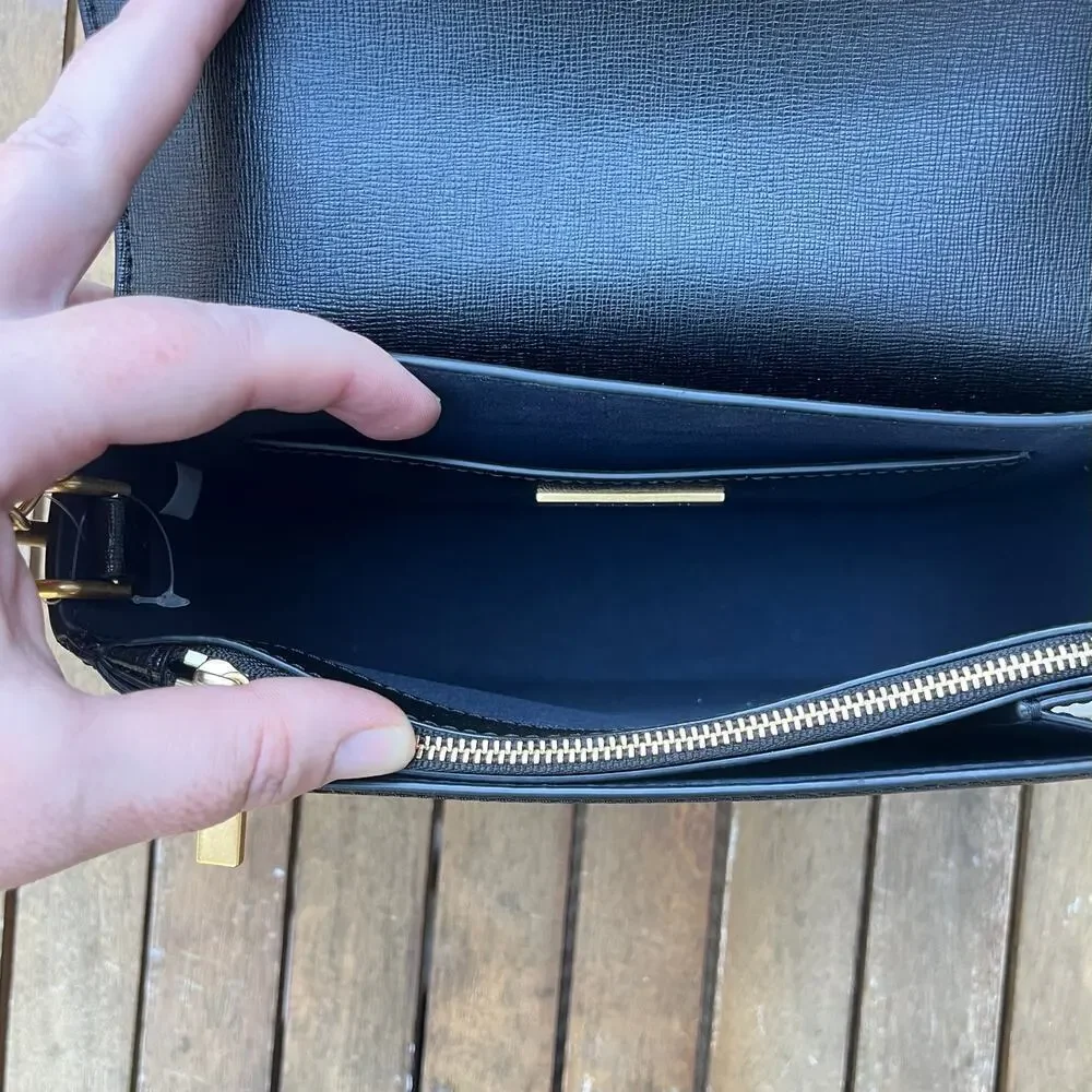 TORY BURCH NWT Robinson Convertible Shoulder Crossbody Bag, Black Leather